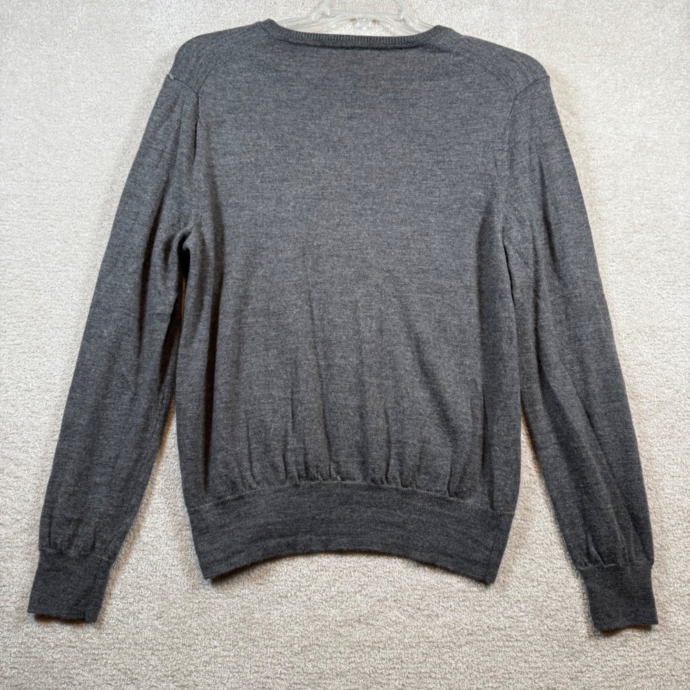 Club Monaco Mens Large Gray V Neck 100% Wool Long Sleeve Sweater Italian Yarn - Picture 4 of 5